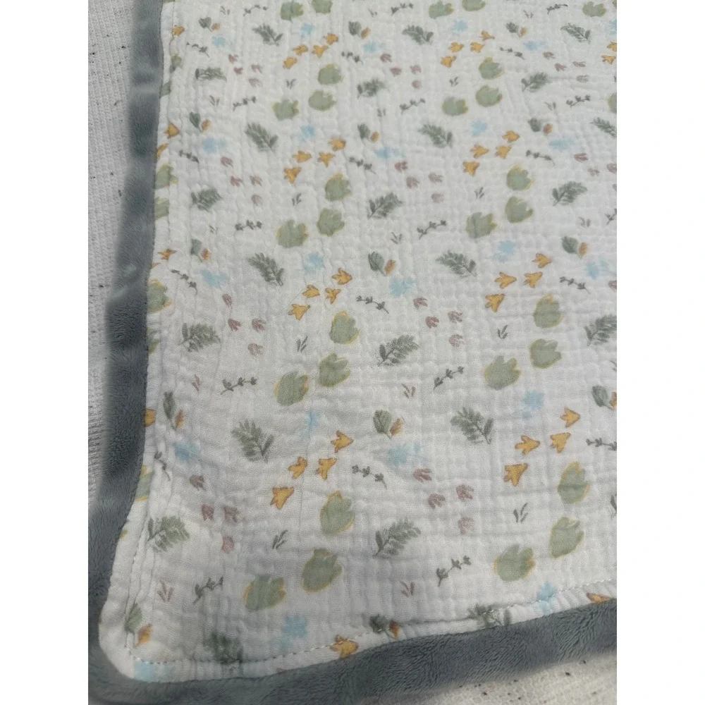 Douglas Baby Gray Dinosaur Lovey Security Blanket Muslin large Botanical Print - Picture 4 of 7